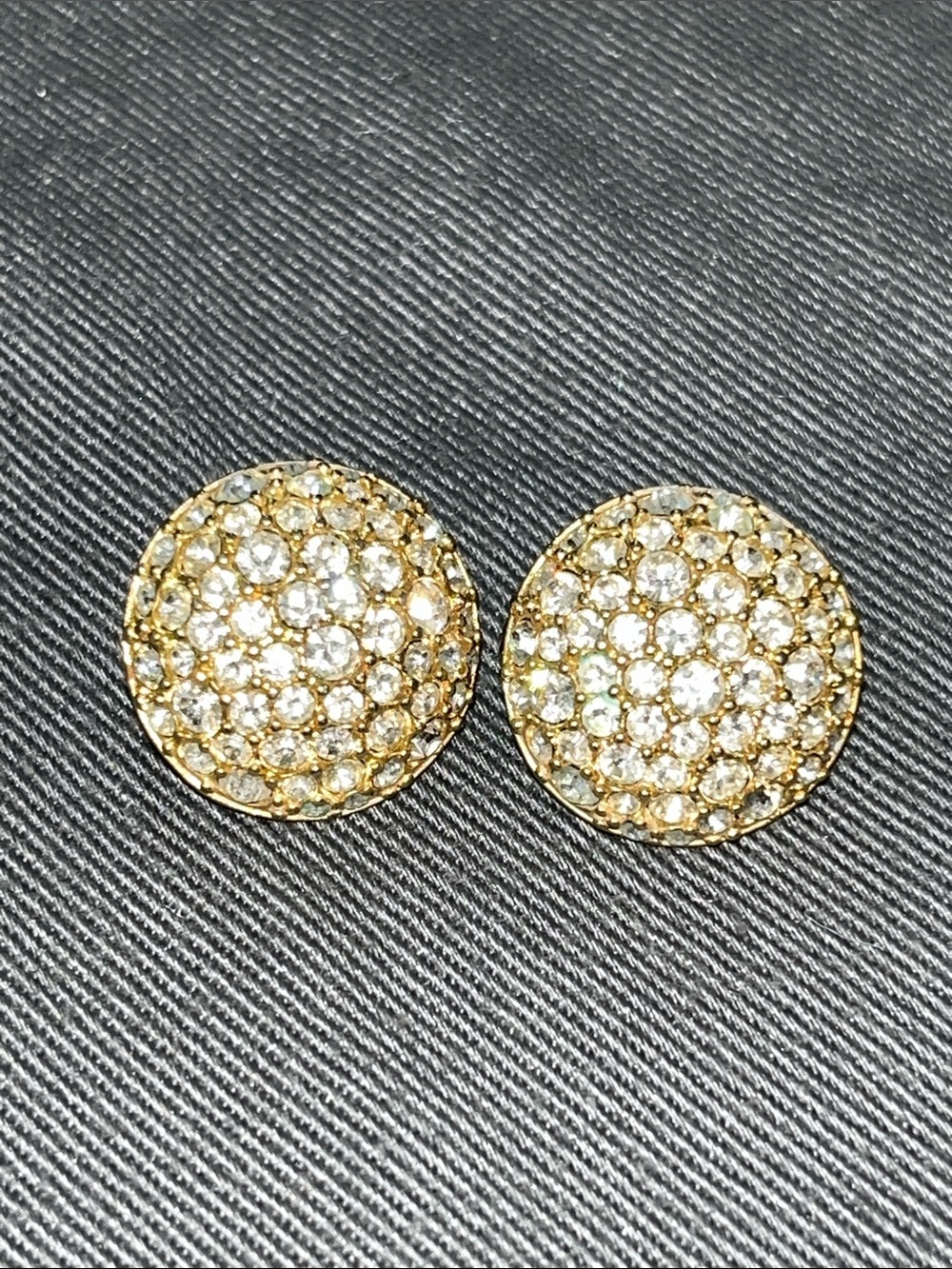 Swarovski Gold-Tone Pavé Dome Crystal Stud Earrings